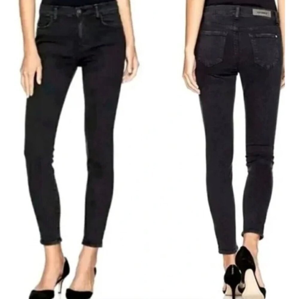 Baldwin Sophia Mid Rise Skinny Jeans Size 26 Black Stretch Denim‎